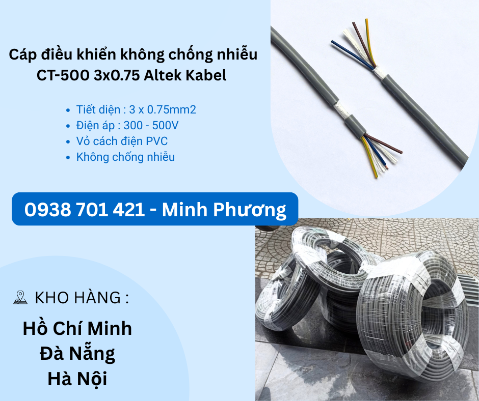 Cáp điều khiển không chống nhiễu CT-500 3x0.75 Altek Kabel Đà Nẵng, Hải Dương, H